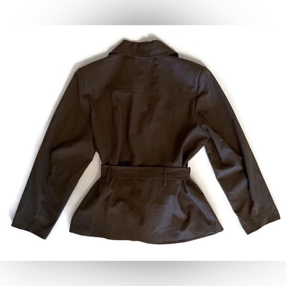 Cato Women’s Size 16W Grayish Brown Belted Trenchcoat with Shoulder Pads - Picture 3 of 6